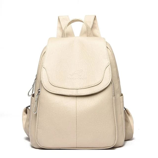Anti Theft Leather Backpack Womens Secure Travel School Bag