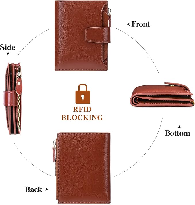 Compact RFID Wallet with 14 Card Slots and Cash Storage