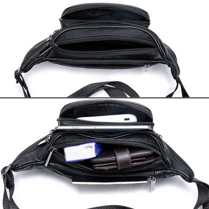 Genuine Leather Crossbody Chest Bag Adjustable Shoulder Waist Pack