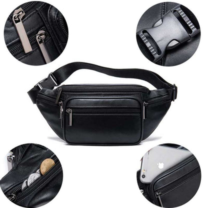 Genuine Leather Crossbody Chest Bag Adjustable Shoulder Waist Pack