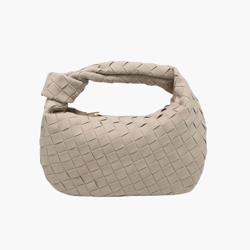 Kontup – Women's Mini Suede Shoulder Bag with Woven Knot Design