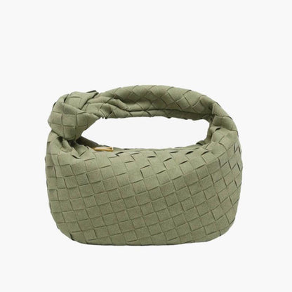 Kontup – Women's Mini Suede Shoulder Bag with Woven Knot Design