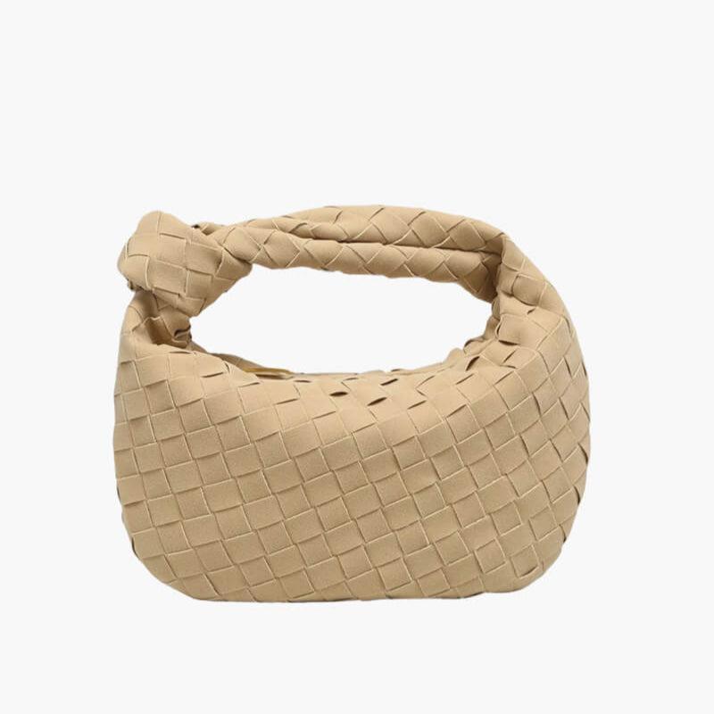 Kontup – Women's Mini Suede Shoulder Bag with Woven Knot Design