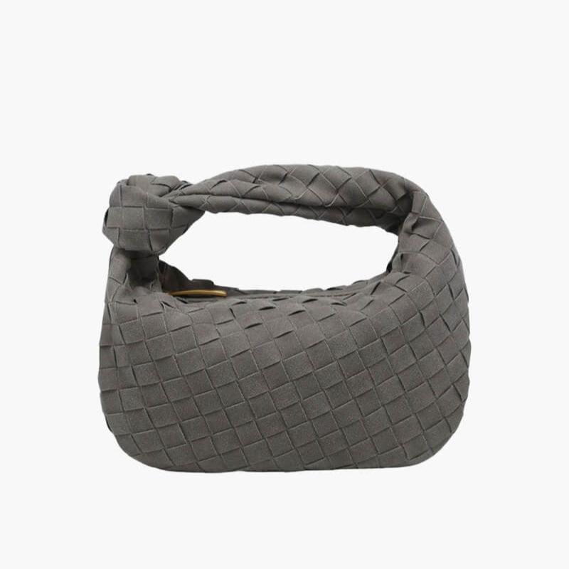 Kontup – Women's Mini Suede Shoulder Bag with Woven Knot Design