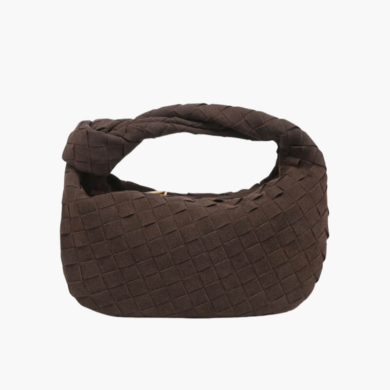 Kontup – Women's Mini Suede Shoulder Bag with Woven Knot Design