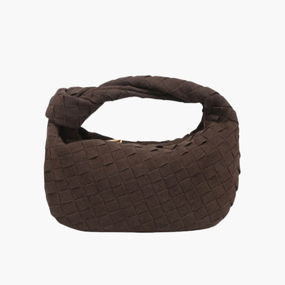Kontup – Women's Mini Suede Shoulder Bag with Woven Knot Design