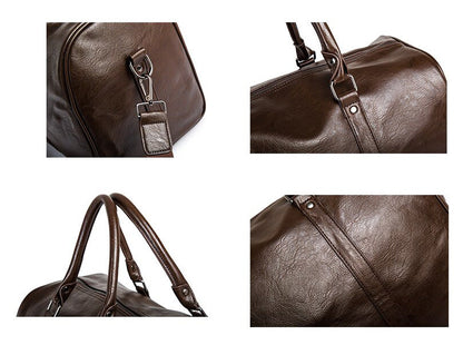 Leather Travel Duffel Bag Mens Weekend Carry Bag