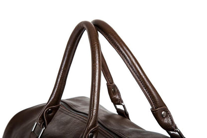 Leather Travel Duffel Bag Mens Weekend Carry Bag