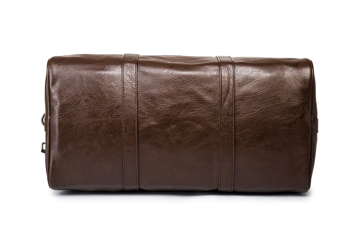 Mens Leather Travel Duffel Bag Large Capacity Carry On Weekender
