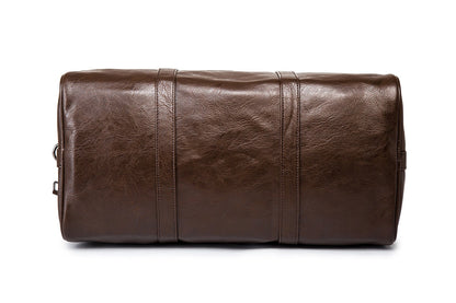 Mens Leather Travel Duffel Bag Large Capacity Carry On Weekender