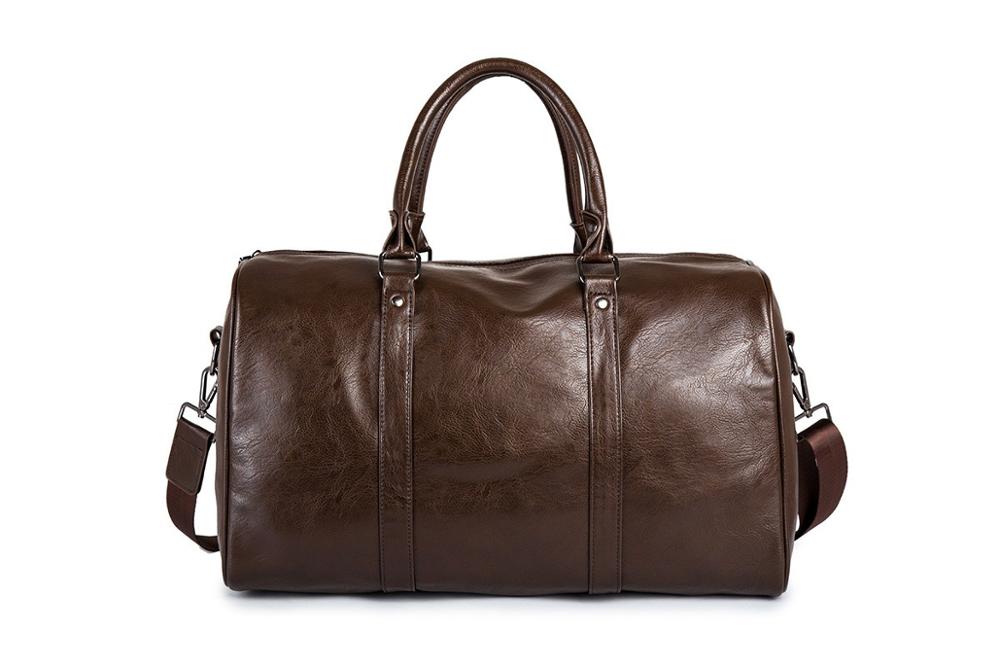 Mens Leather Travel Duffel Bag Large Capacity Carry On Weekender