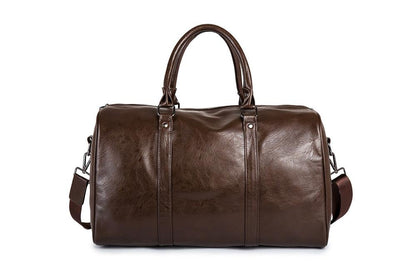 Mens Leather Travel Duffel Bag Large Capacity Carry On Weekender