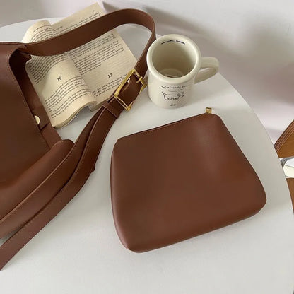 Minimalist Leather Shoulder Tote Bag
