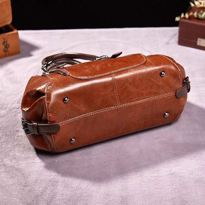 Vintage Leather Shoulder Handbag Large Capacity Tote