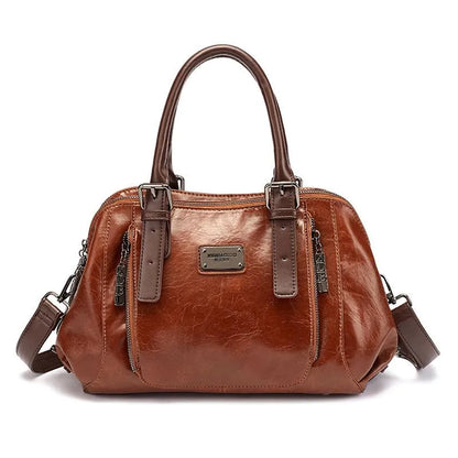 Vintage Leather Shoulder Handbag Large Capacity Tote