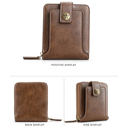 Vintage Leather Wallet RFID Card Holder Compact Bifold Coin Purse Clutch Organizer