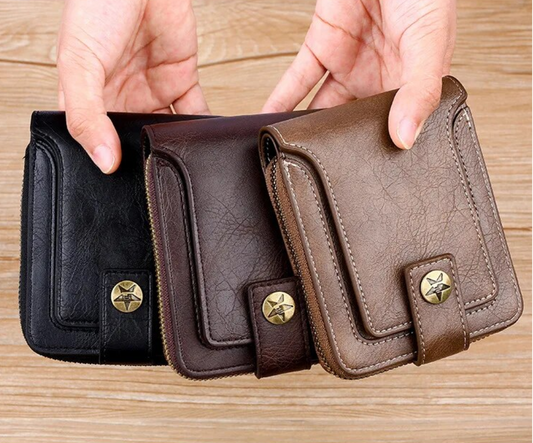 Vintage Leather Wallet RFID Card Holder Compact Bifold Coin Purse Clutch Organizer